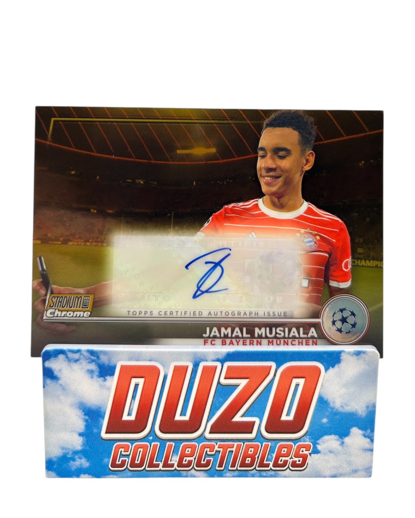 Jamal Musiala Gold Auto /50 2022/23 Topps Stadium Club Chrome No.CA-JM