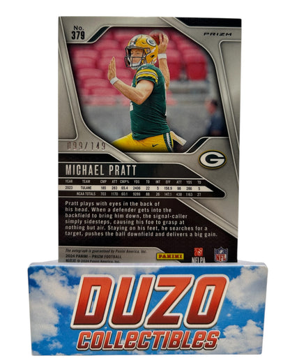Michael Pratt Rookie Red Wave Auto /149 2024 Panini Prizm No.379