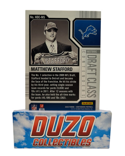 Matthew Stafford Draft Class 2009 RD1 Pick 1 2023 Panini Contenders No.HDC-MS