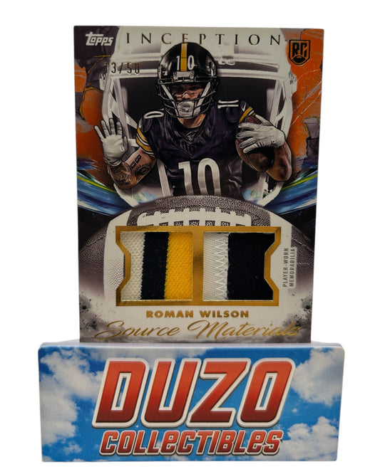 Roman Wilson Dual-Player-Worn 3-Color-Patches Rookie /50 2024 Topps Inception No.SM-RW