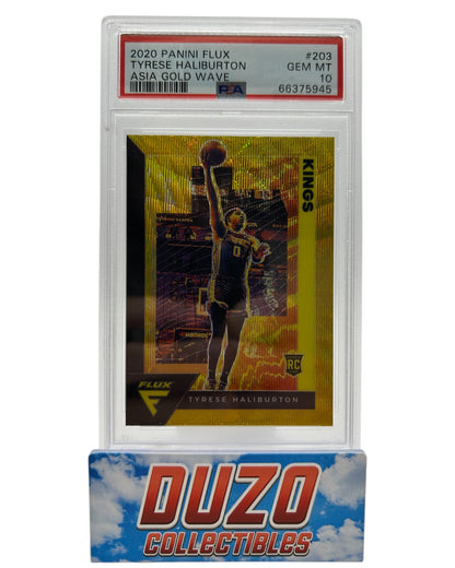 Tyrese Haliburton Rookie Asia Gold Wave 2020 Panini Flux No.203 PSA10
