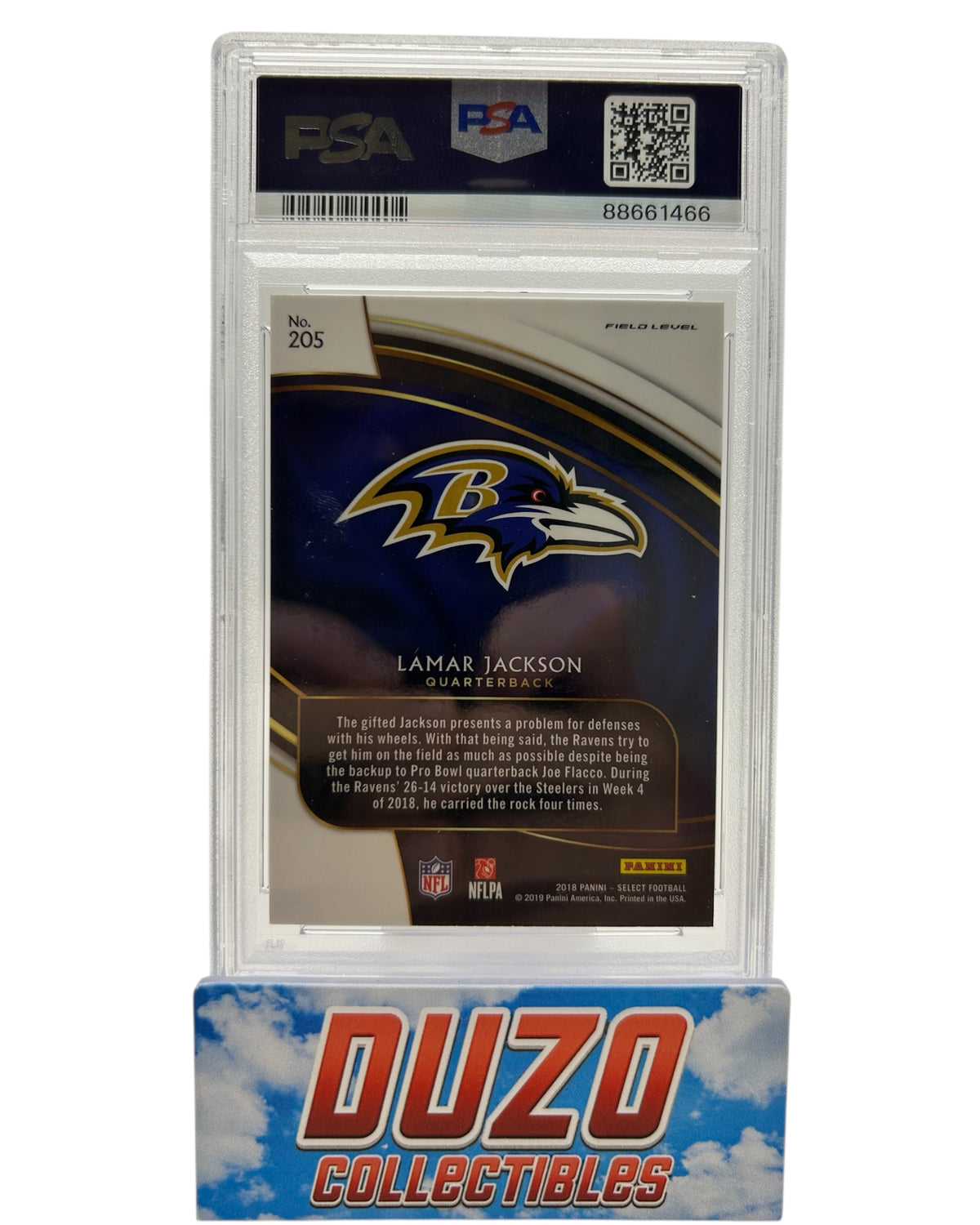 Lamar Jackson Rookie 2018 Panini Select No.205 PSA10
