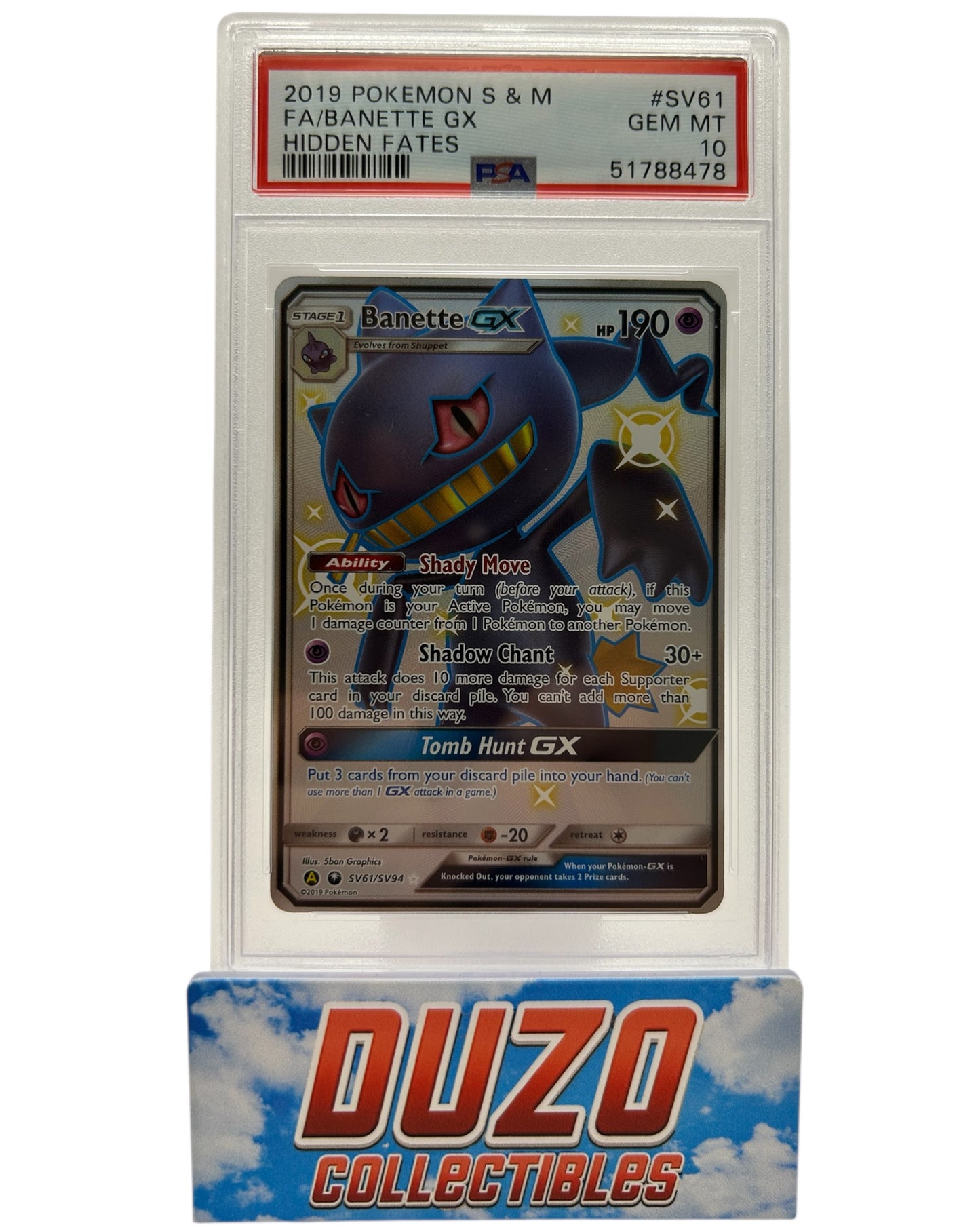 Banette GX Shiny 2019 Pokemon Hidden Fates No.SV61/SV94 PSA10 – Duzo  Collectibles