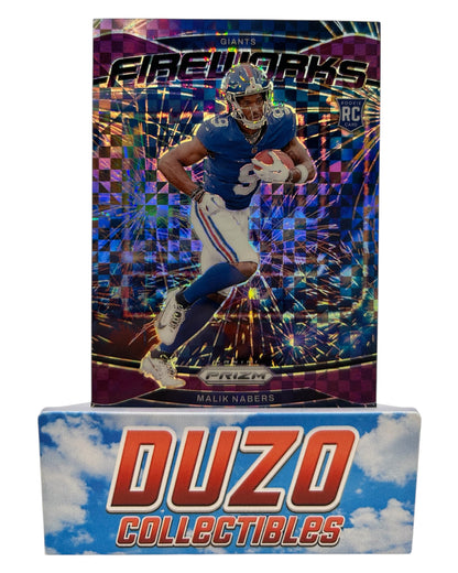Malik Nabers Rookie Purple Power Fireworks /49 2024 Panini Prizm No.21