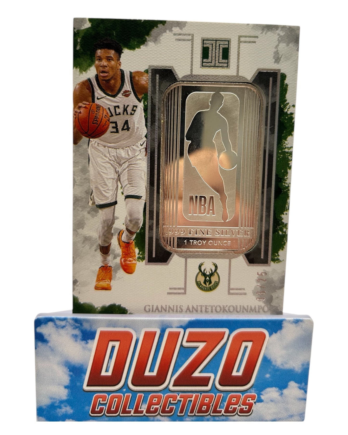 Giannis Antetokounmpo SIiver Bar /25 2019-20 Panini Impeccable No.29