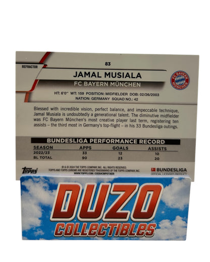 Jamal Musiala Aqua Wave /275 2024 Topps Chrome No.83