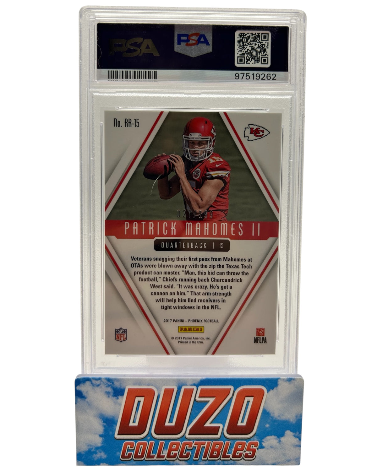 Patrick Mahomes II Rookie Rising-Pink /199 2017 Panini Phoenix No.RR-15 PSA10