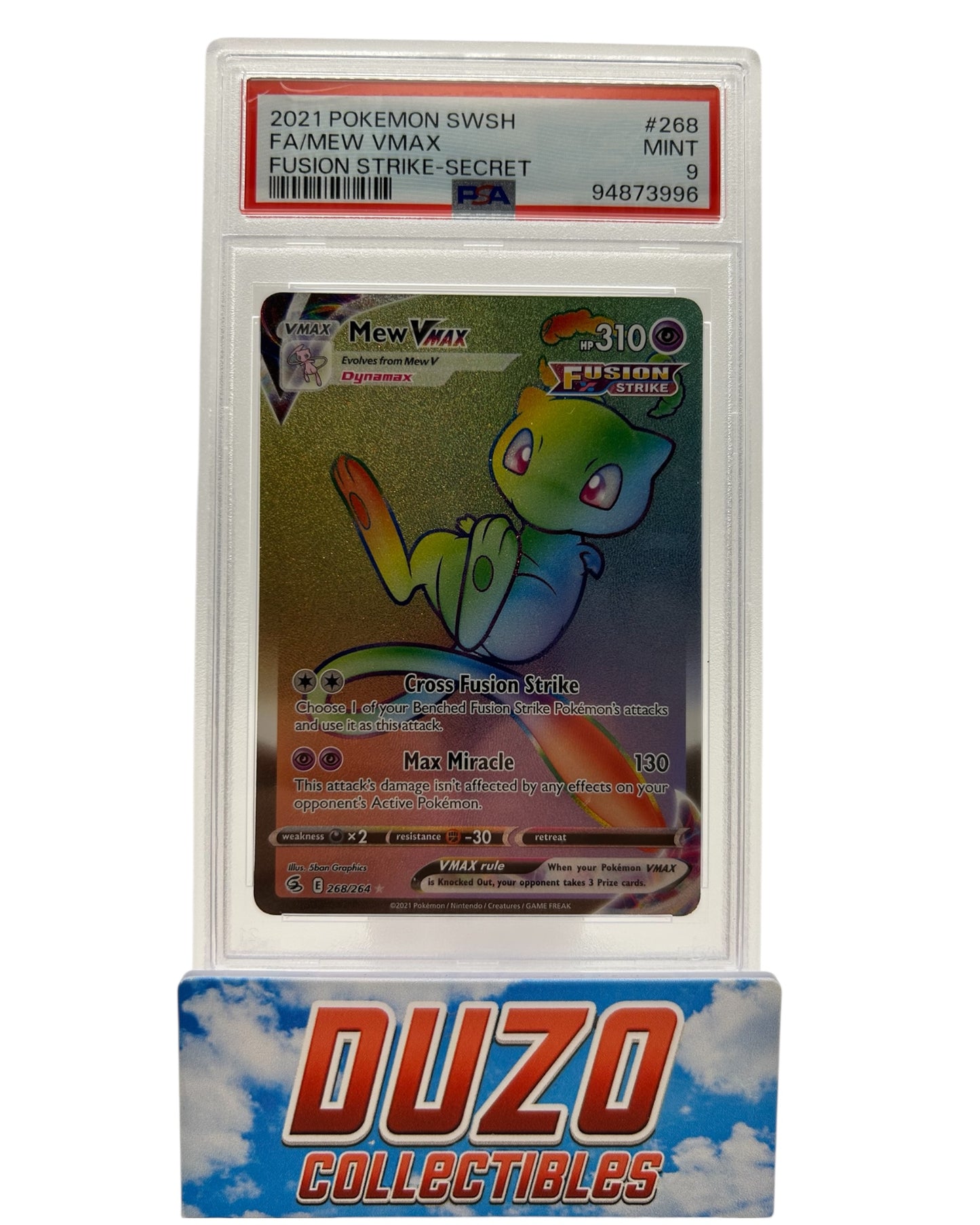 Mew VMAX Rainbow 2021 Pokemon Fusion Strike No.268/264 PSA9