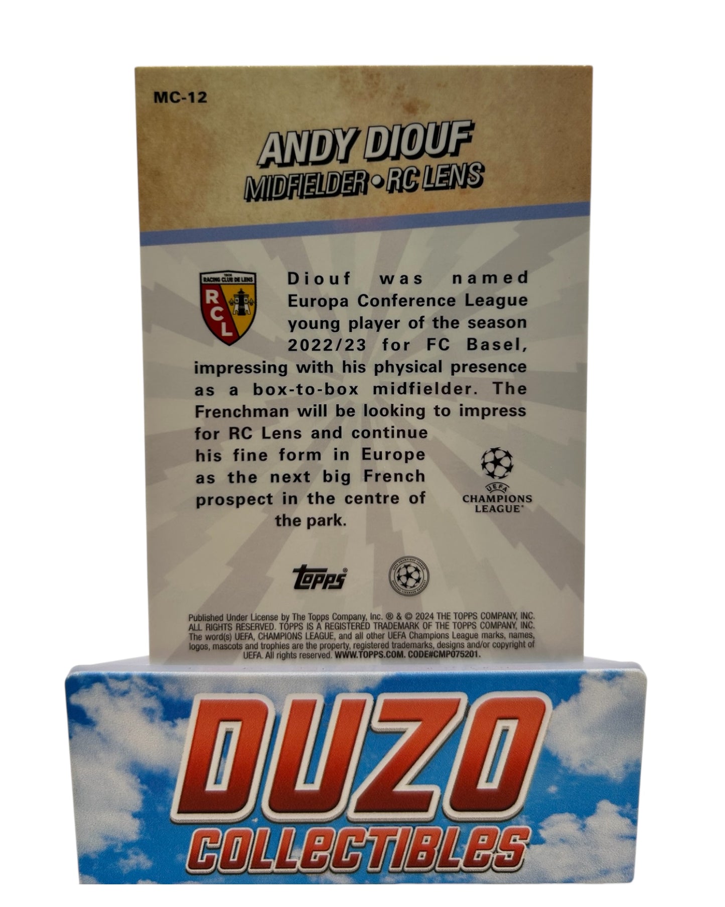 Andy Diouf Rookie Merlin's Chosen Ones 2024 Topps Merlin Collections No.MC-12