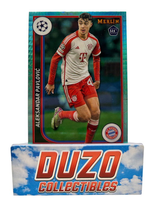 Aleksandar Pavlovic Rookie Aqua Refractor 2024 Topps Merlin Collections No.42