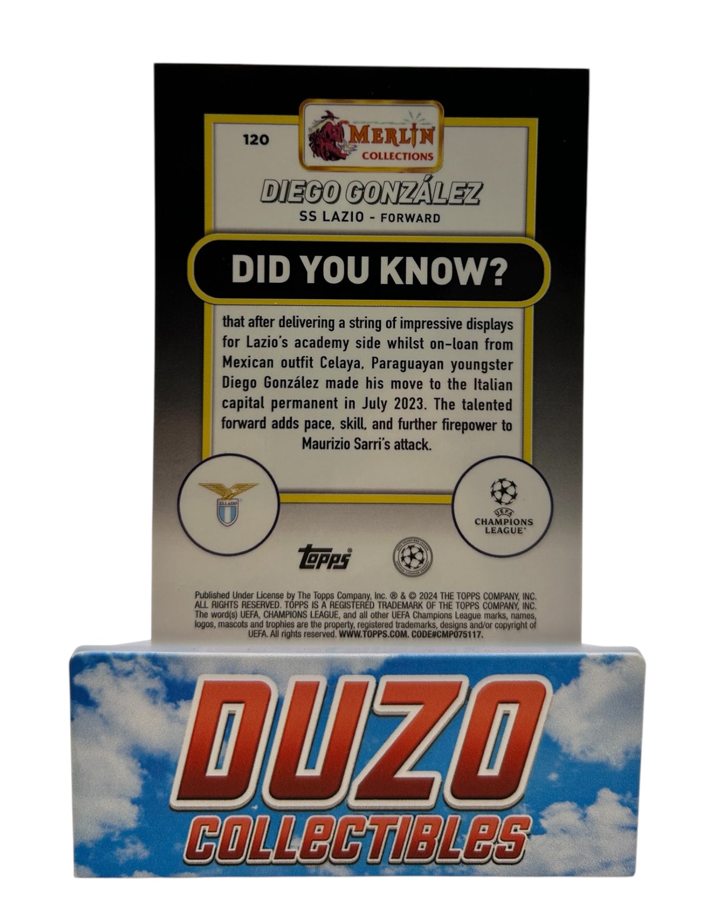 Diego Gonzalez Rookie Aqua Refractor 2024 Topps Merlin Collections No.120