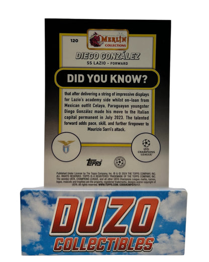 Diego Gonzalez Rookie Aqua Refractor 2024 Topps Merlin Collections No.120