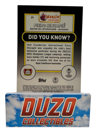 Piero Hincapie Aqua Refractor 2024 Topps Merlin Collections No.21