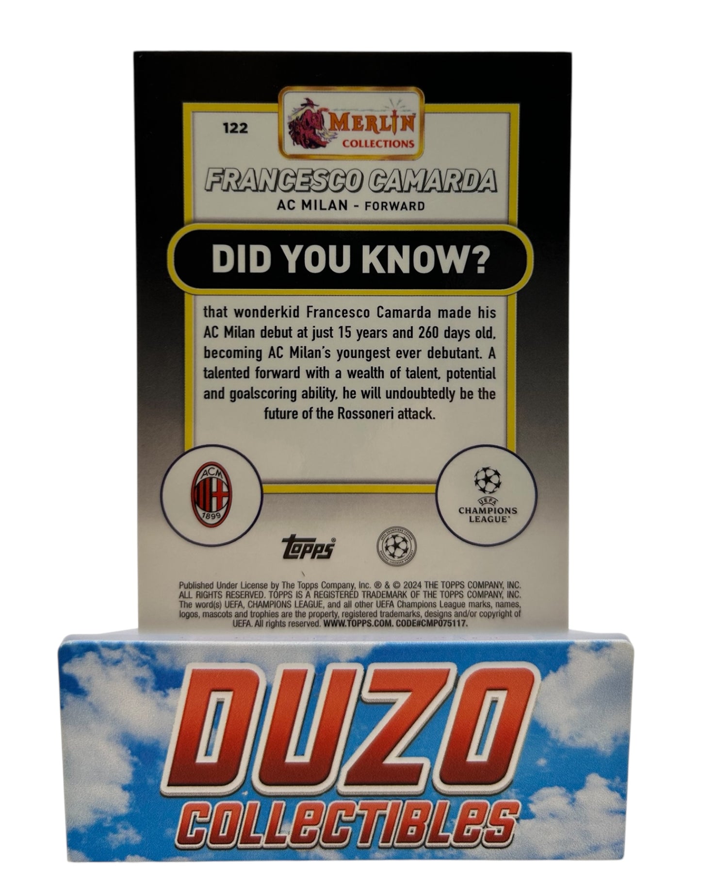 Francesco Camarda Rookie Aqua Refractor 2024 Topps Merlin Collections No.122