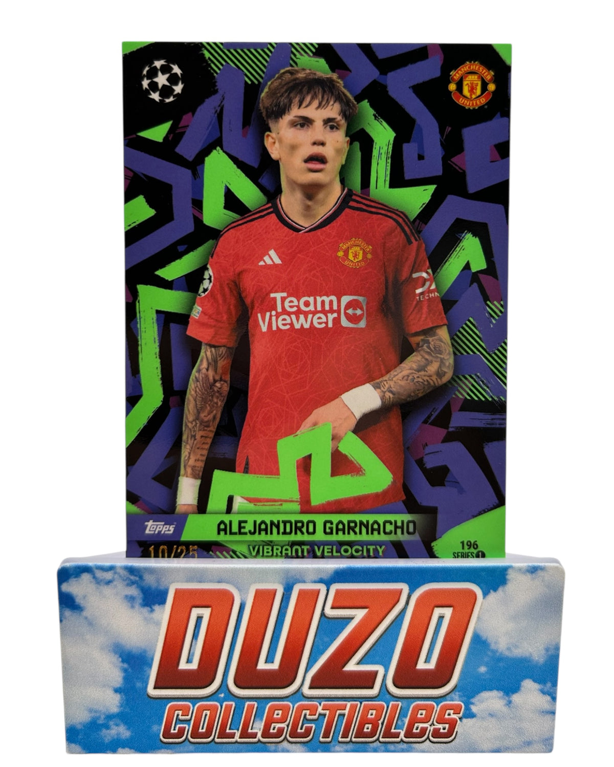 Garnacho Vibrant Velocity /25 2023 Topps UEFA Champions League No.196
