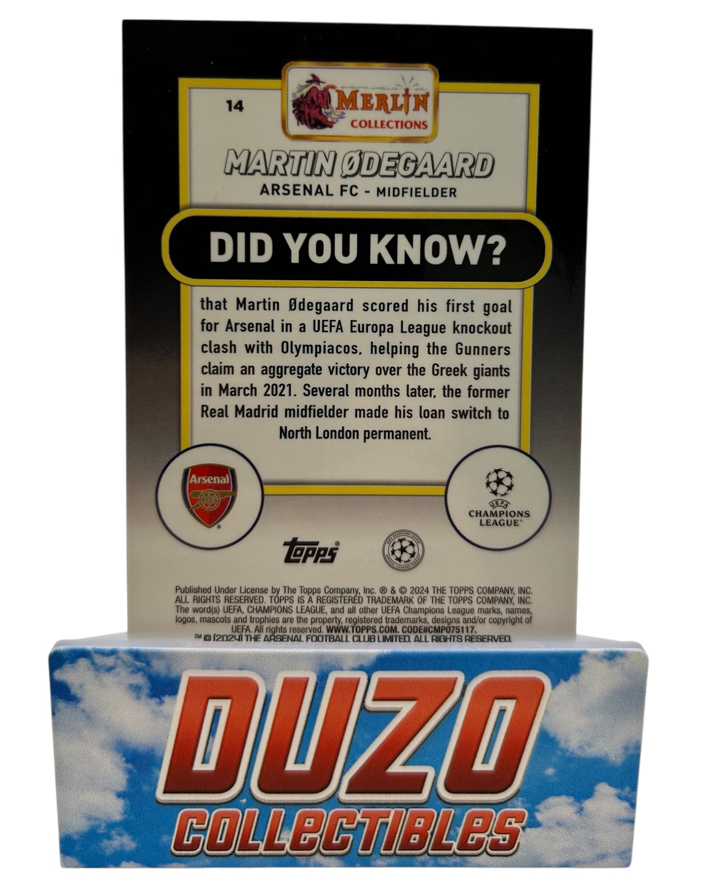 Martin Odegaard Cracked Ice /250 2024 Topps Merlin Collections No.14