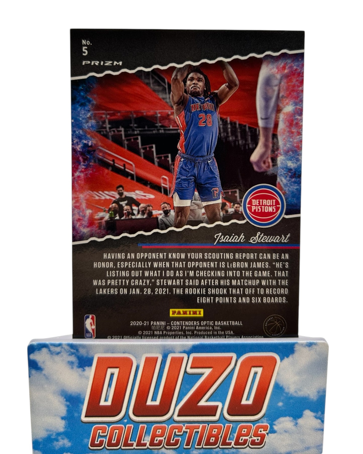 Isaiah Stewart Rookie Hoop Dreams Cracked Ice 2020-21 Panini Contenders Optic No.5