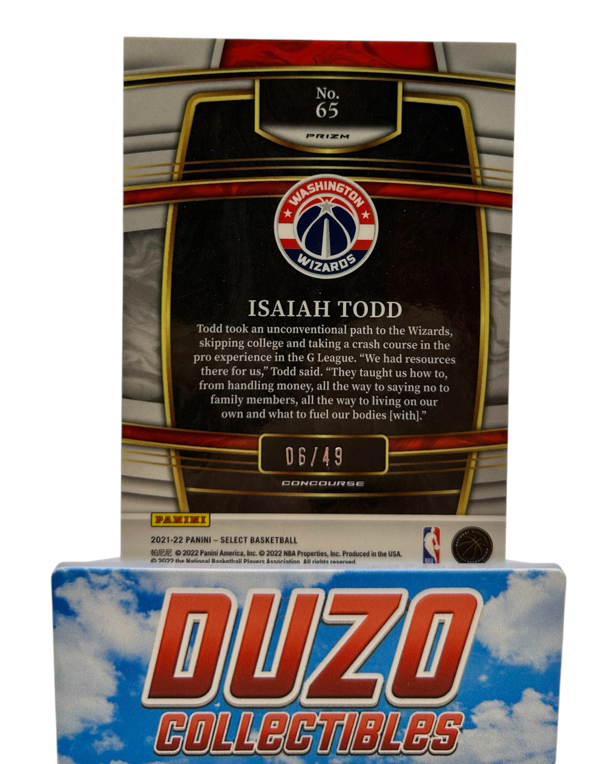 Isaiah Todd Rookie Red Disco /49 2021-22 Panini Select No.65