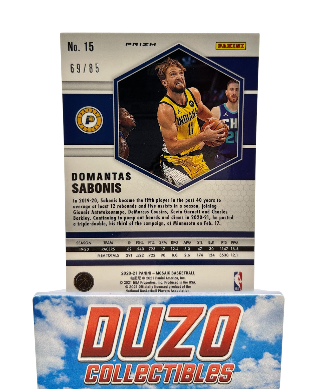 Domantas Sabonis Blue Disco /85 2020-21 Panini Mosaic No.15