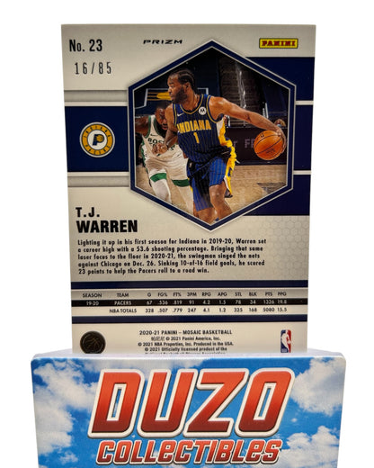 T.J. Warren Blue Disco 16/85 2020-21 Panini Mosaic No.23
