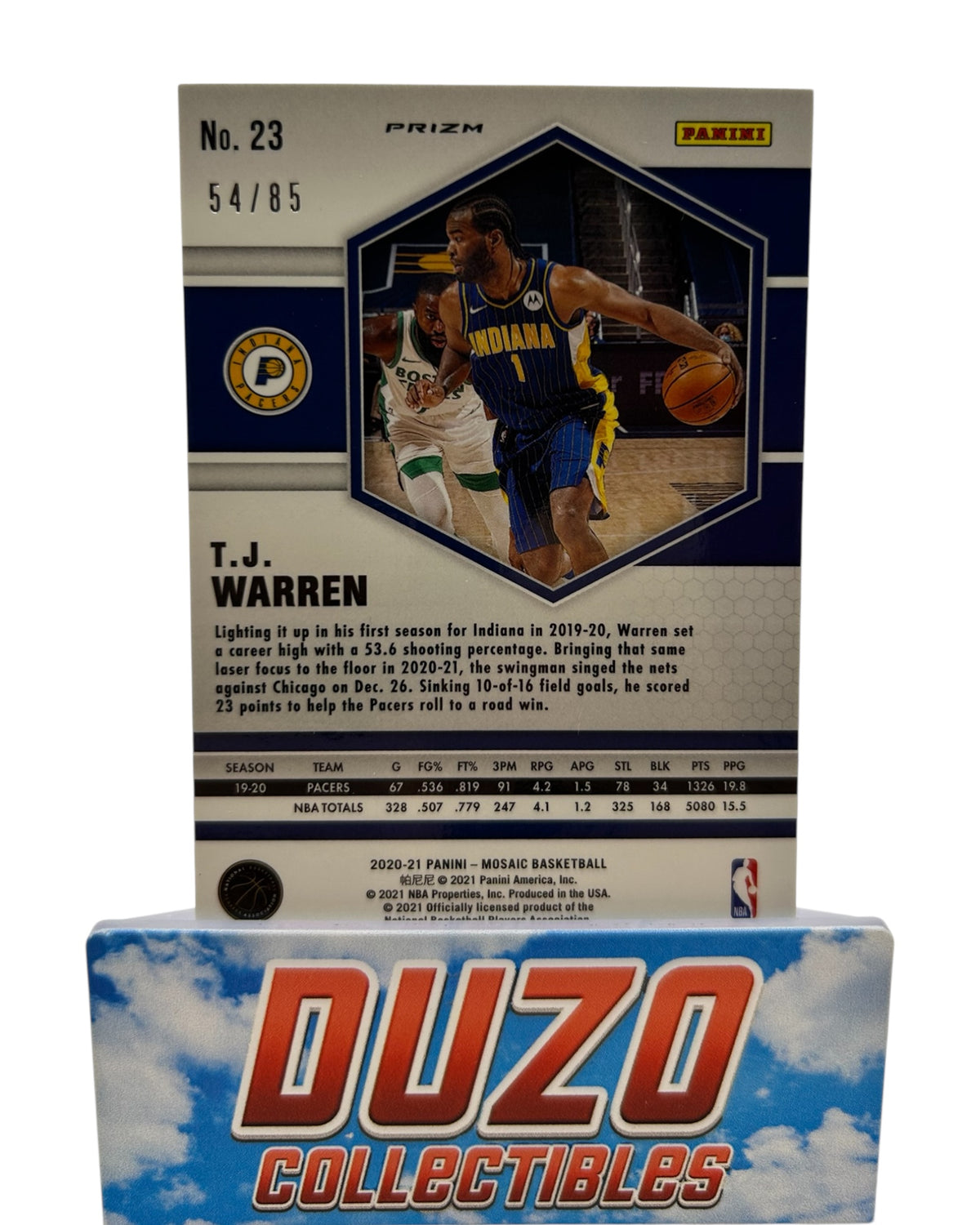 T.J. Warren Blue Disco 54/85 2020-21 Panini Mosaic No.23