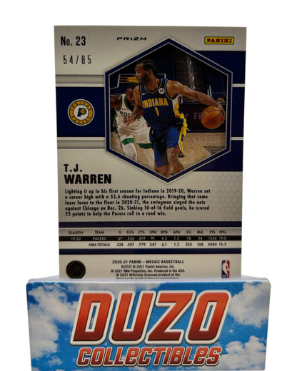 T.J. Warren Blue Disco 54/85 2020-21 Panini Mosaic No.23