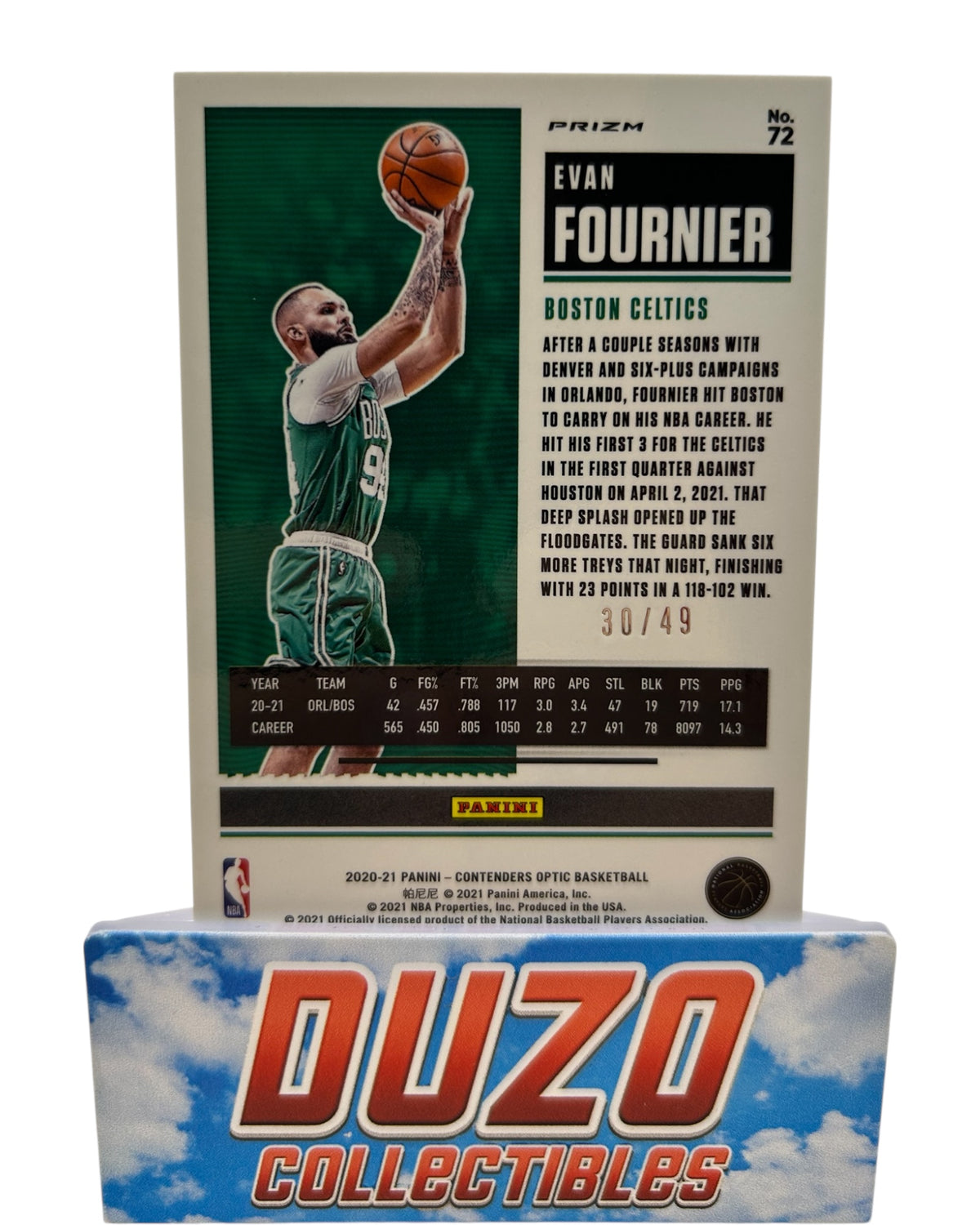 Evan Fournier Orange /49 Season Ticket 2020-21 Panini Contenders Optic No.72