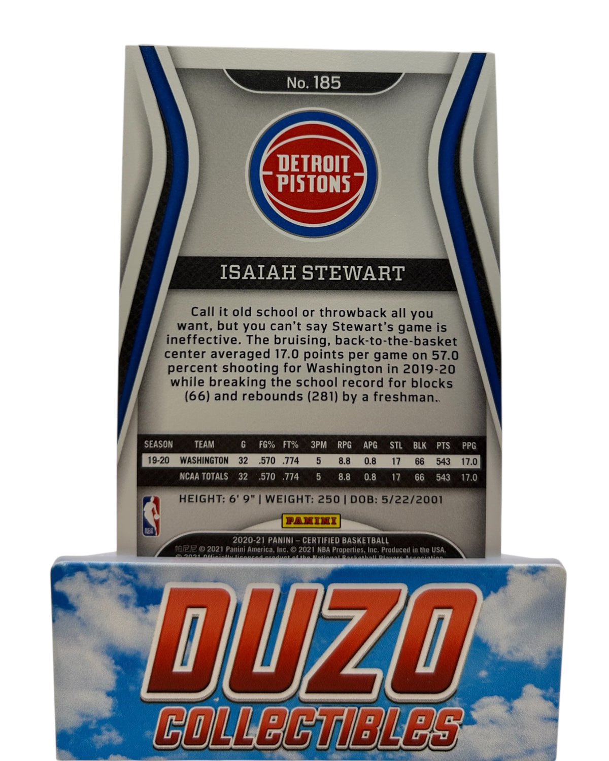 Isaiah Stewart Rookie Orange /99 2020-21 Panini Certified No.185