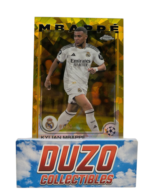 Kylian Mbappe Gold Cracked Ice 1/50 2025 Topps Sapphire No.1