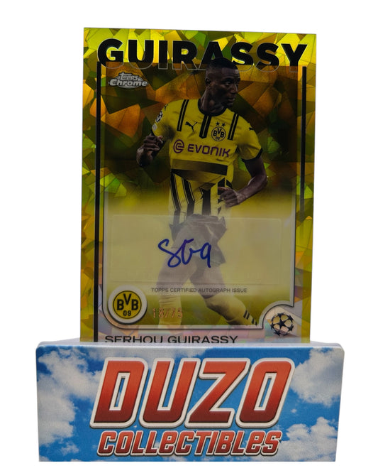 Serhou Guirassy Yellow Cracked Ice Auto /75 2025 Topps Sapphire No.CA-GY