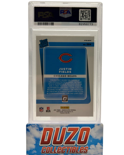 Justin Fields Pink Rated Rookie 2021 Donruss Optic No.204 PSA9
