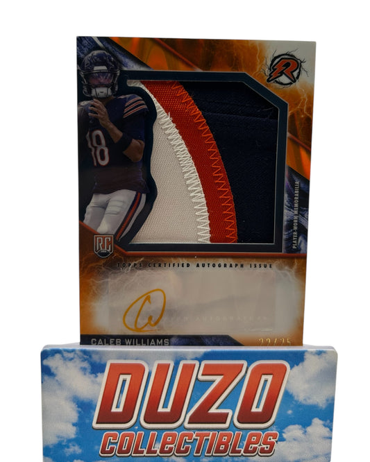 Caleb Williams Rookie Player-Worn-Patch Auto Color-Match Orange /25 2024 Topps Finest No.RPA-CW