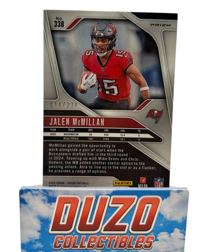 Jalen McMillan Rookie Blue Wave /230 2024 Panini Prizm No.338