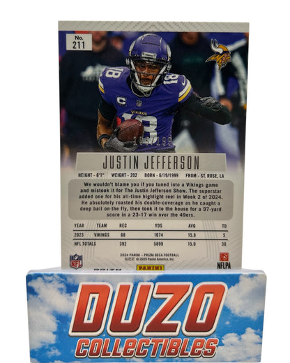 Justin Jefferson Red /199 2024 Panini Pirzm Deca No.211