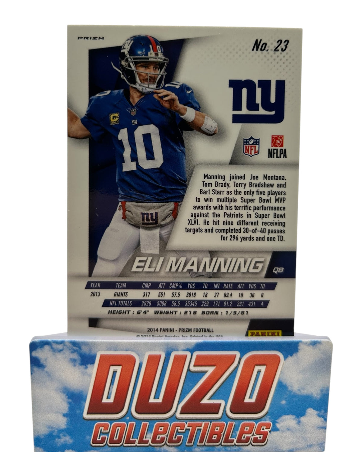 Eli Manning Red&White&Blue 2014 Panini Prizm No.23