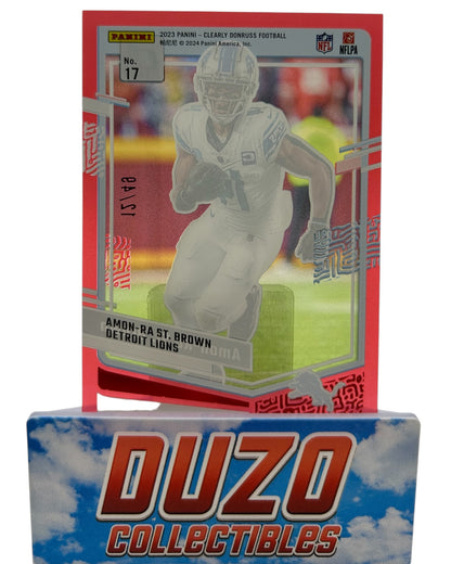 Amon-Ra St. Brown /49 Rated Rookie Auto 2023 Panini Clearly Donruss No.17