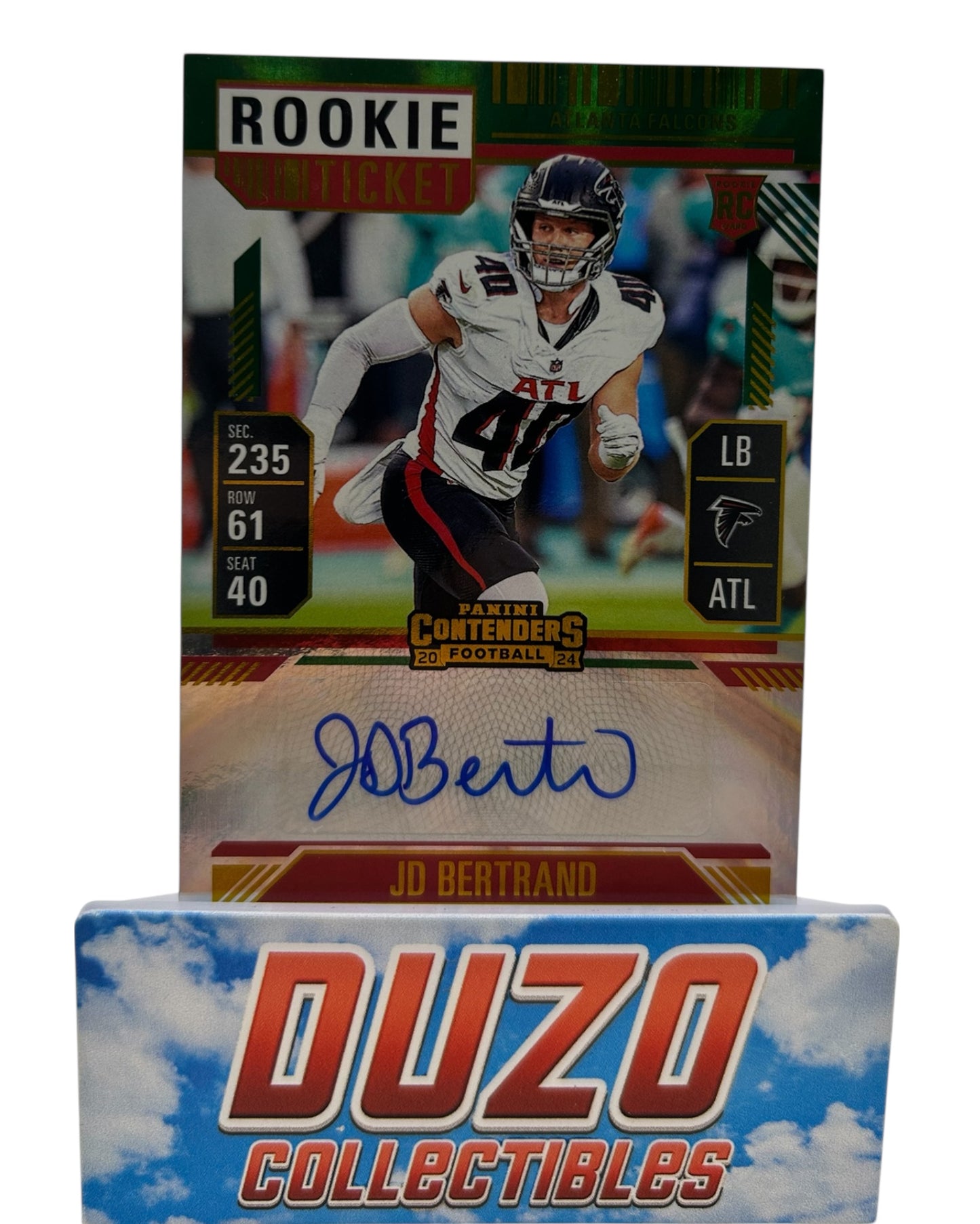 JD Bertrand Rookie Ticket Auto Green 2024 Panini Contenders No.243