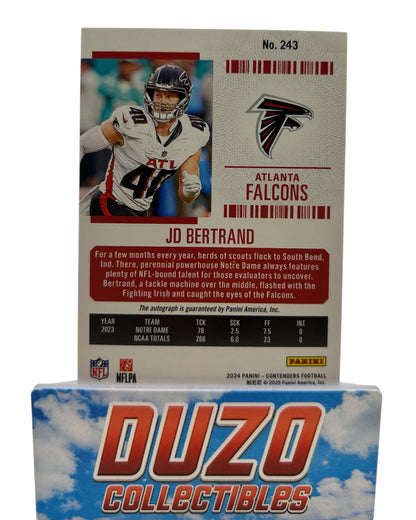 JD Bertrand Rookie Ticket Auto Green 2024 Panini Contenders No.243