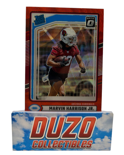Marvin Harrison Jr. Rated Rookie Red Wave 2024 Panini Donruss Optic No.393