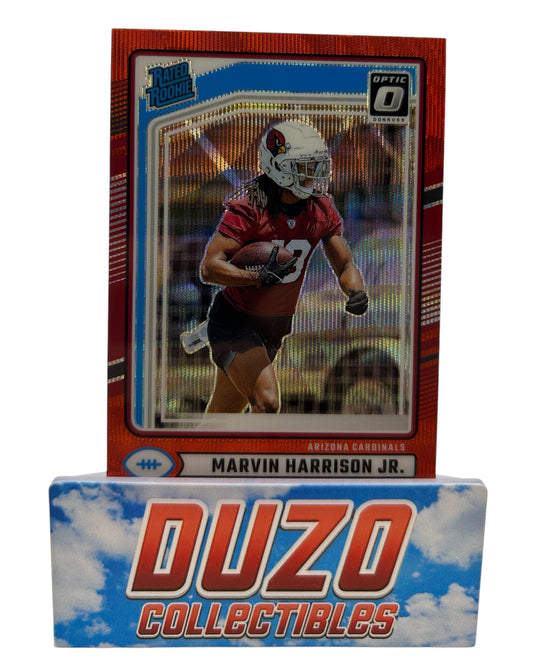 Marvin Harrison Jr. Rated Rookie Red Wave 2024 Panini Donruss Optic No.393