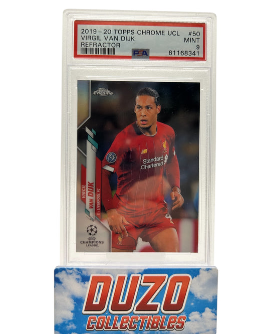 Virgil Van Dijk Refractor 2019-20 Topps Chrome UCL No.50 PSA9
