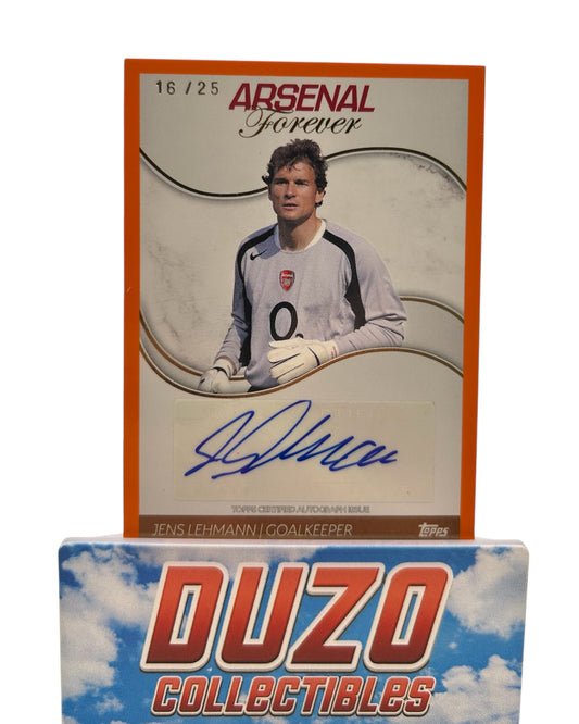 Jens Lehmann Orange Auto /25 2024 Topps Arsenal Forever No.AL-JL