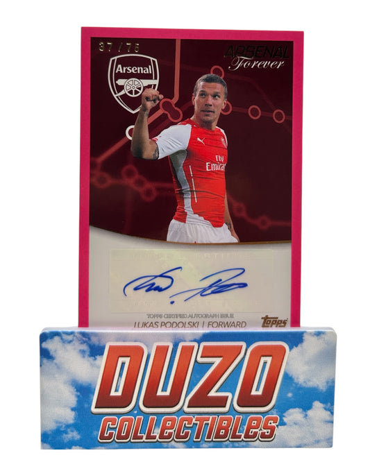 Lukas Podolski Pink Auto /75 2024 Topps Arsenal Forever No.NL-LP