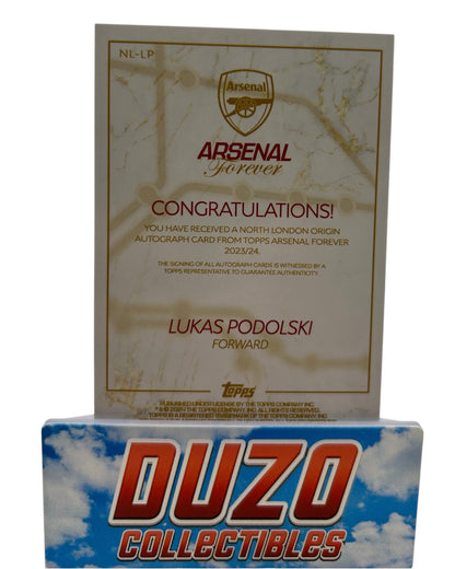 Lukas Podolski Pink Auto /75 2024 Topps Arsenal Forever No.NL-LP