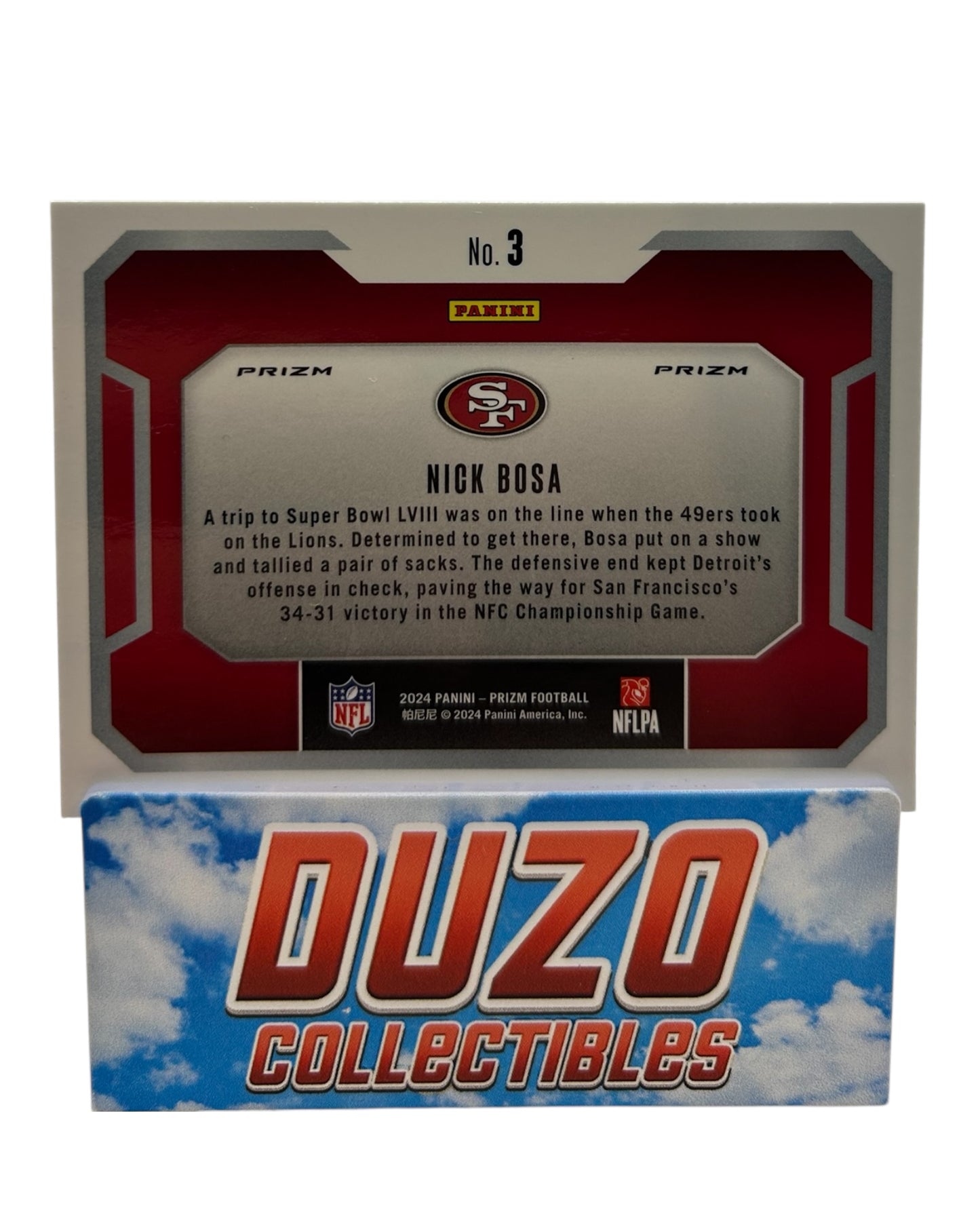 Nick Bosa Silver Lockdown 2024 Panini Prizm No.3