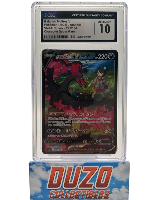 Galarian Moltres V Character Super Rare 2021 Pokemon VMAX Climax 242/184 CGC10