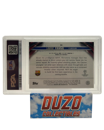 Lamine Yamal Rookie SP 2023-24 Topps UEFA CC No.64 PSA9