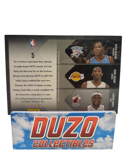 Lebron James / Kobe Bryant / Kevin Durant Triple Patch /49 2010 Panini Limited No.5