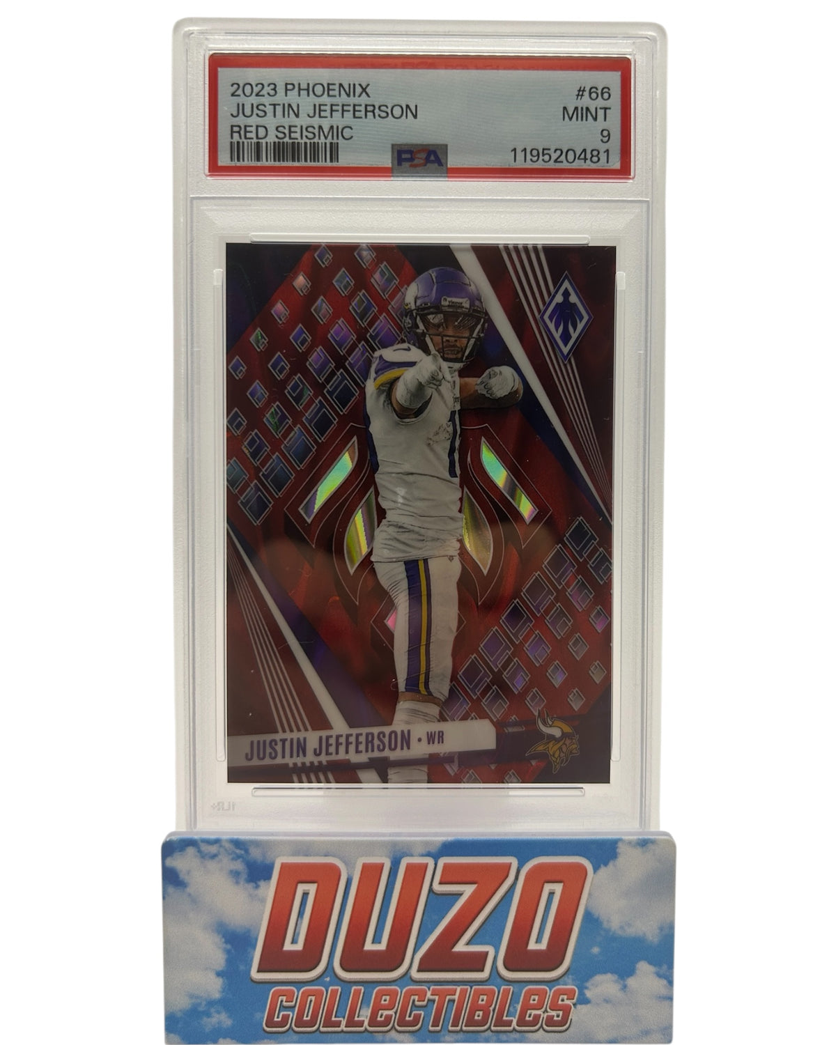 Justin Jefferson Red Seismic /199 2023 Panini Phoenix No.66 PSA 9