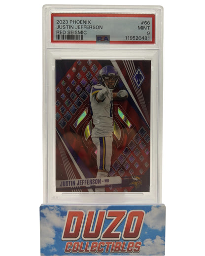 Justin Jefferson Red Seismic /199 2023 Panini Phoenix No.66 PSA 9